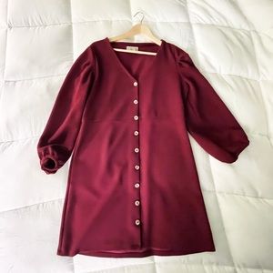 Madewell Texture & Thread Maroon Thick Long Sleeve Dress